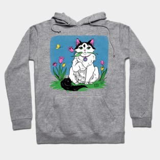 Kitty with Tulips (Don't give tulips to cats, it's poisonous) Hoodie